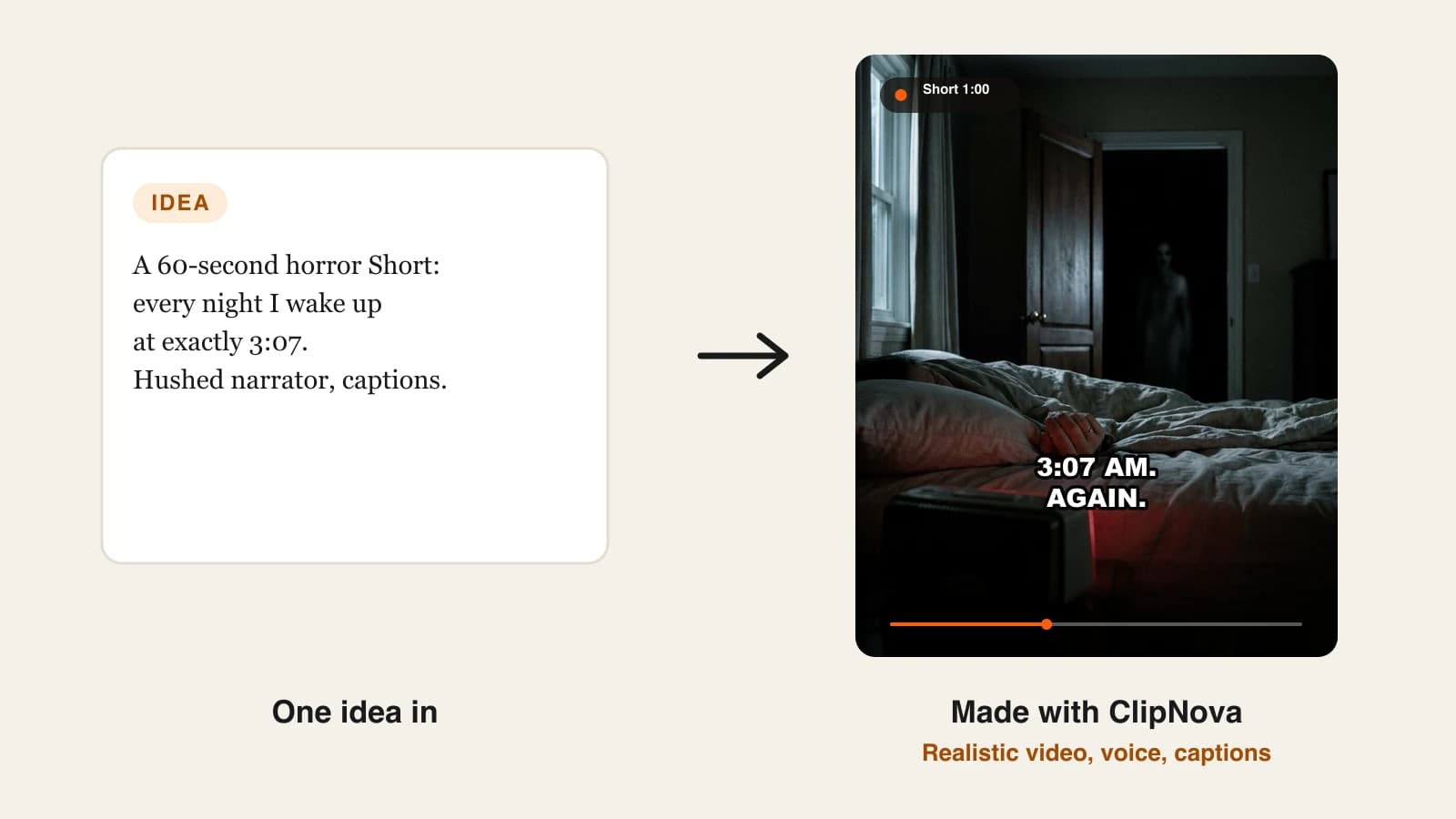 How to make horror story videos with AI: a scary story Short of a dark bedroom at 3:07 with a figure in the doorway