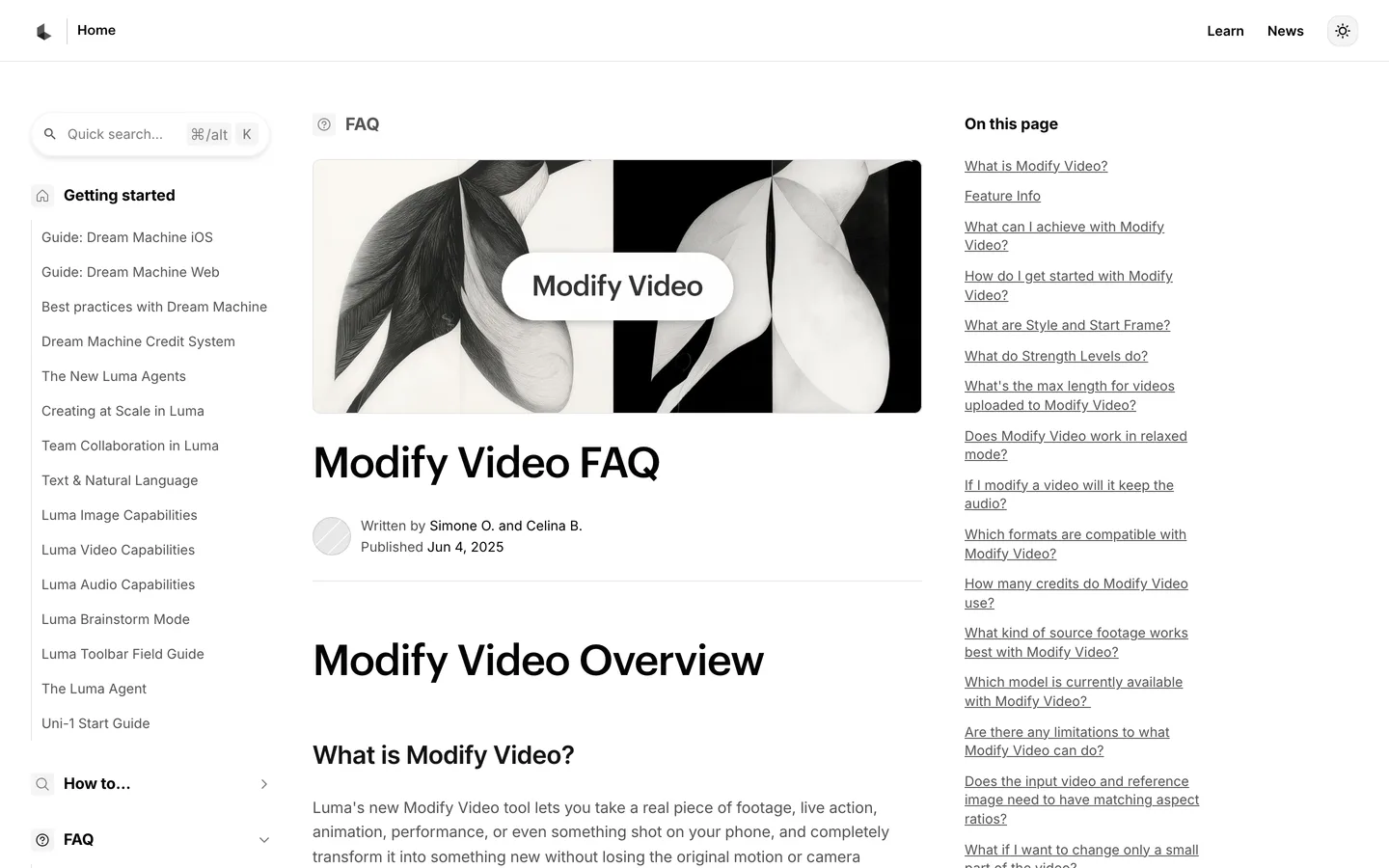 Character swap video tool Luma AI: the Modify Video guide in Luma's learning hub