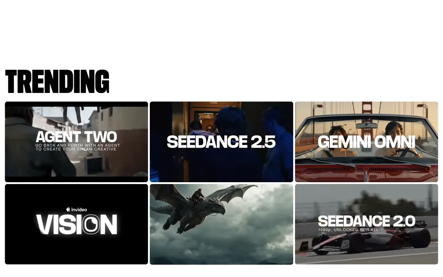 AI reel maker InVideo AI: its showcase of trending AI video models and agents