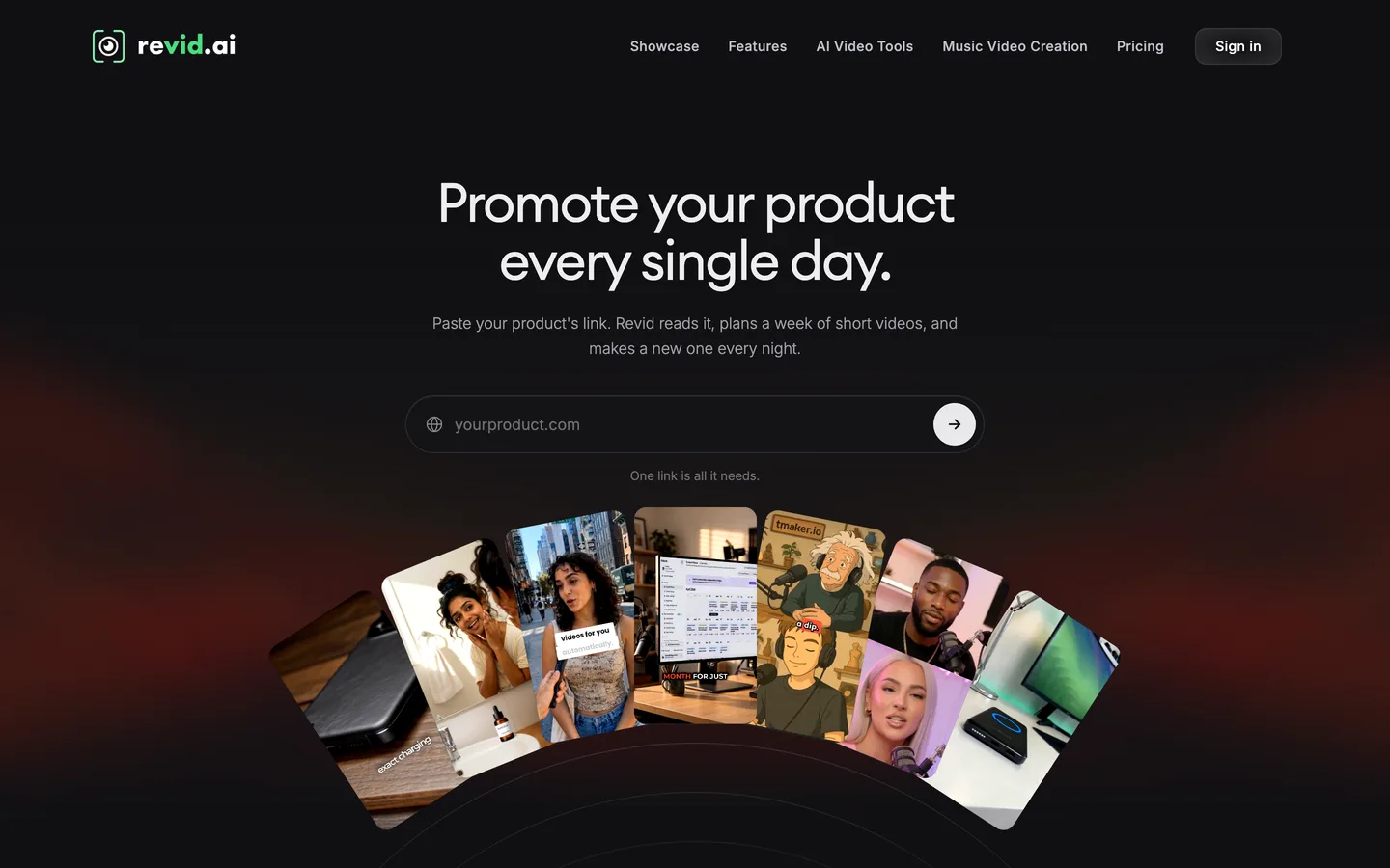 YouTube automation software Revid.ai: its Auto-Mode page that plans and makes a new video every night