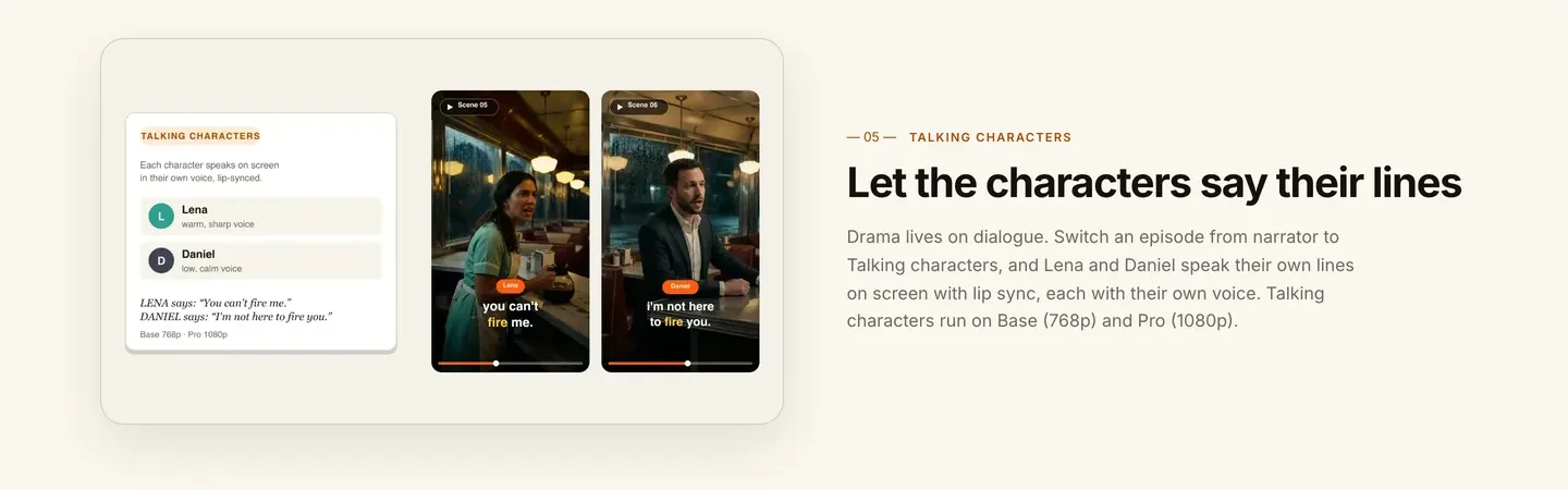 How to make an AI short drama: ClipNova's talking characters step, two characters each speaking their own line in a diner