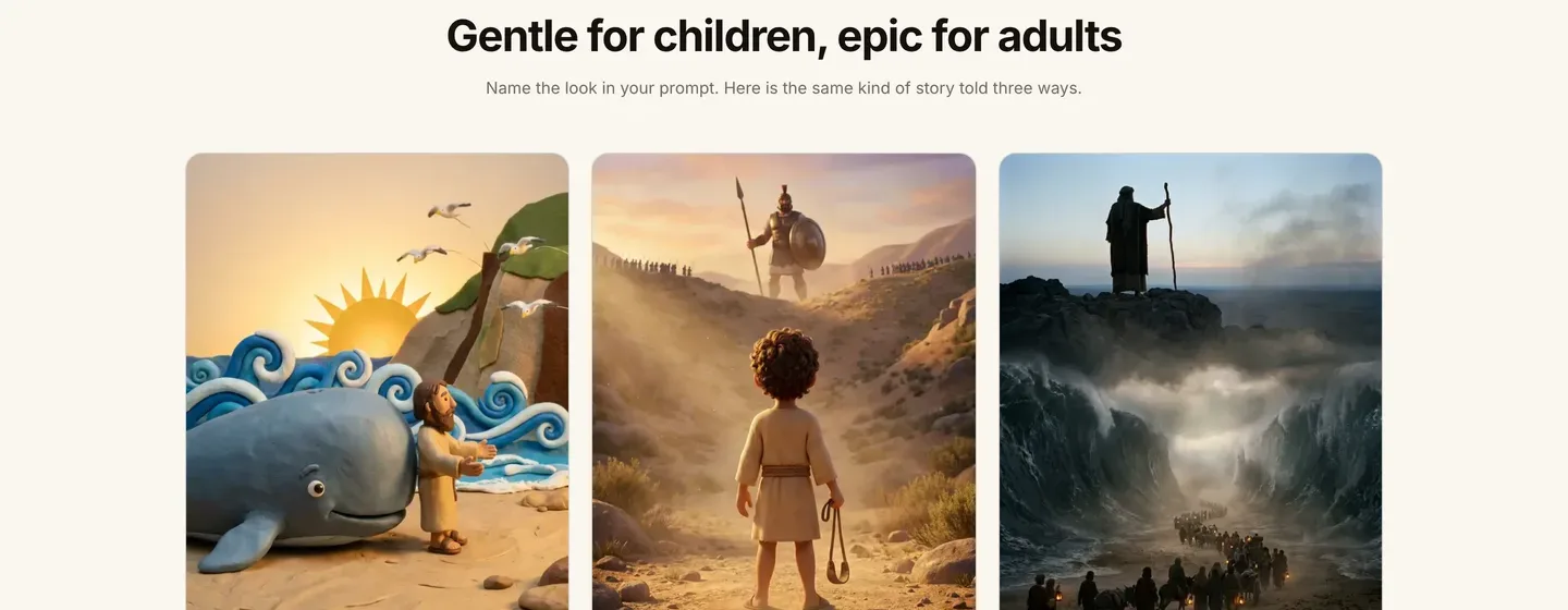 How to start a Bible YouTube channel with AI: ClipNova's three Bible story looks, claymation, 3D animated and cinematic